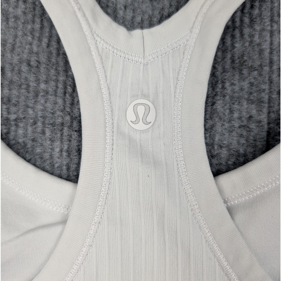 Lululemon Ebb To Street Tank Womens 6 White Athletic Racerback RIbbed Gym - Picture 2 of 6